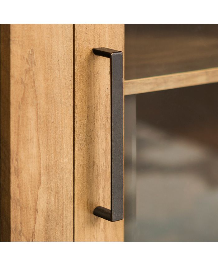 Walker Edison 58" Wood Highboy Fireplace TV Stand Rustic Oak Macy's