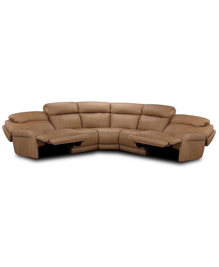 Furniture Daventry 5 Pc Leather, Brown Leather Sectional Couch With Recliners