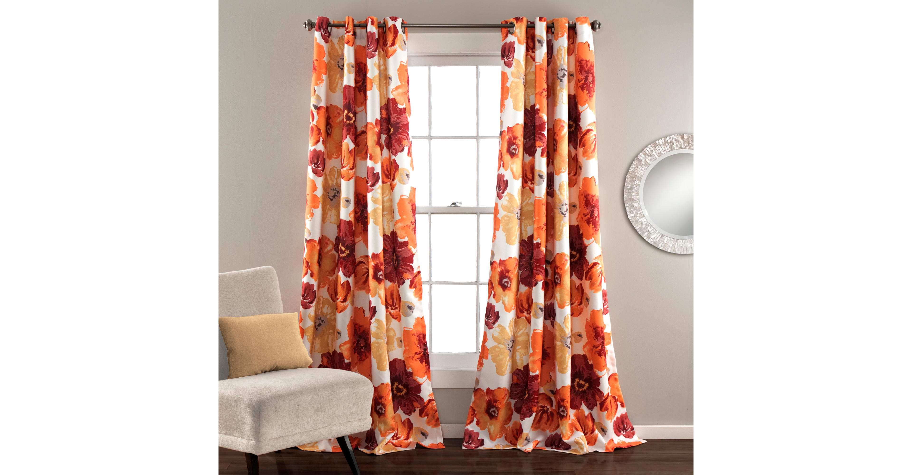 Leah Floral 52" x 84" Curtain Set
