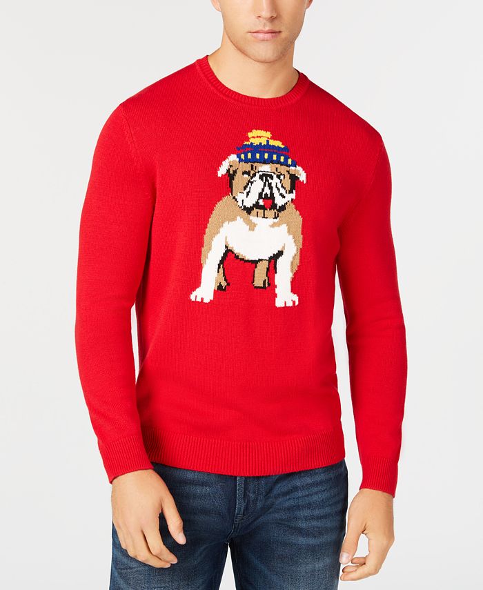 Club Room Men's Bulldog Skier Graphic Sweater, Created for Macy's - Macy's