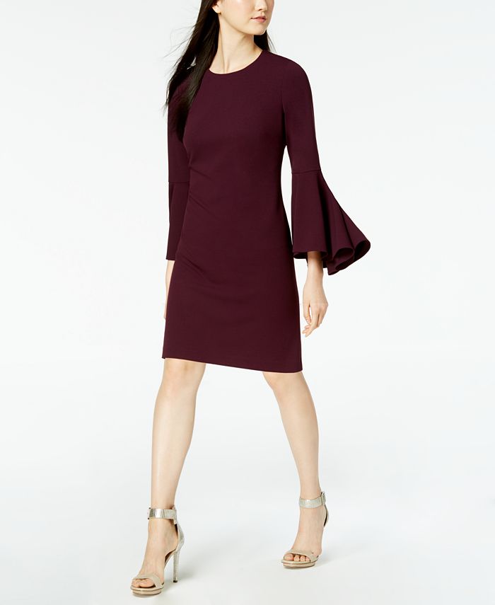 Calvin Klein Bell-Sleeve Sheath Dress - Macy's