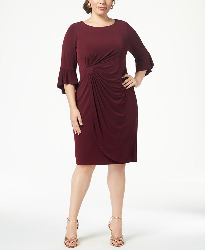 Connected Plus Size Bell-Sleeve Draped Dress - Macy's
