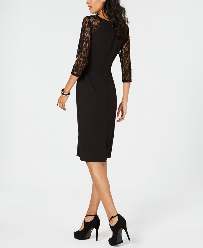 Thalia Sodi Embroidered Lace-Sleeve Dress, Created for Macy's - Macy's