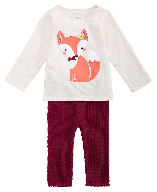 First Impressions Baby Girls Fox Print T Shirt Textured Leggings