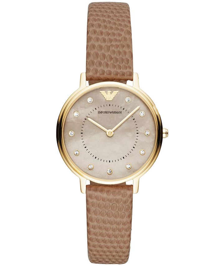 Armani watch women's leather strap discount