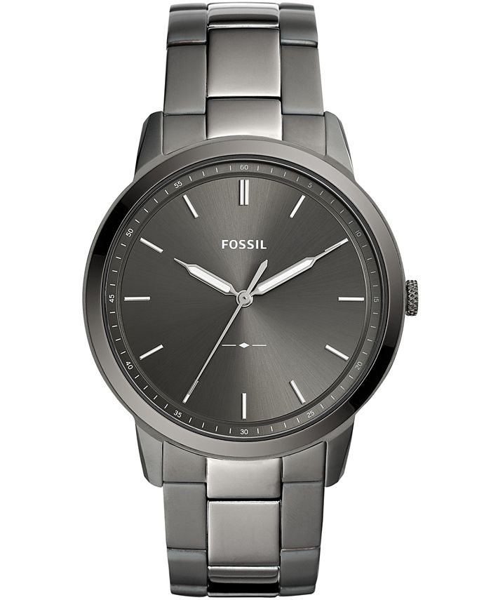 Fossil Men s Minimalist Smoke Stainless Steel Bracelet Watch 44mm