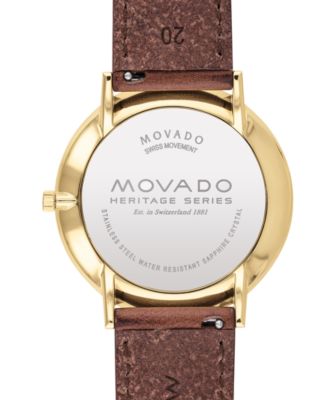 movado watch men's brown leather strap