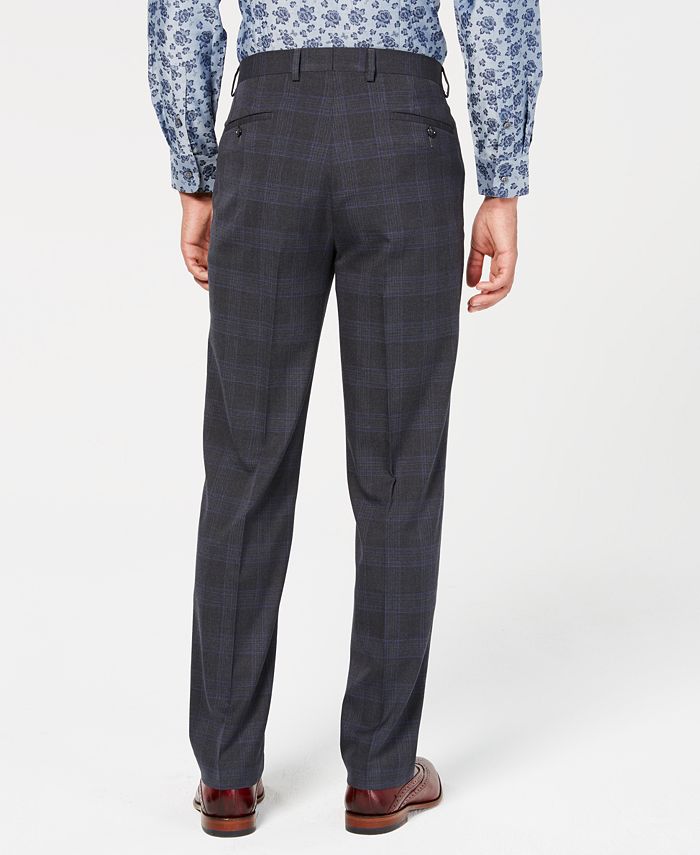 Sean John Men's Classic-Fit Stretch Gray/Blue Plaid Suit Pants - Macy's