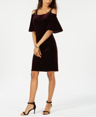 Alex Evenings - Velvet Cold-Shoulder Dress