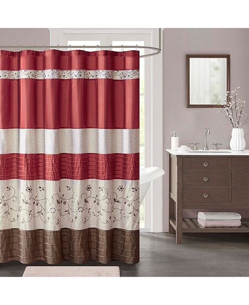 Jla Home Serene Embroidered 72 X 72 Faux Silk Shower Curtain