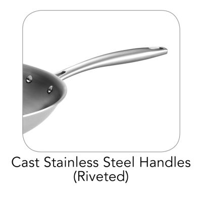 Signature Tri-Ply Clad Stainless Steel 12-Inch Large Frying Pan with Helper Handle
