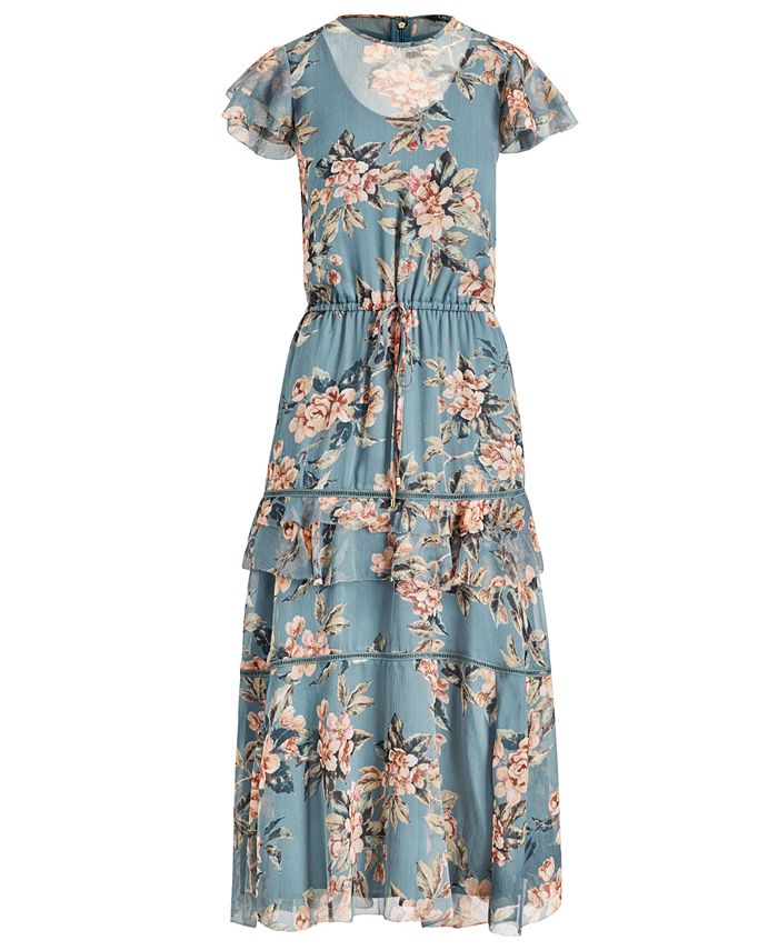 lauren ralph lauren botanical print georgette gown