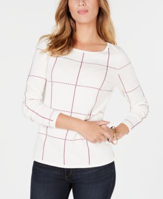 Charter Club - Windowpane-Pattern Sweater
