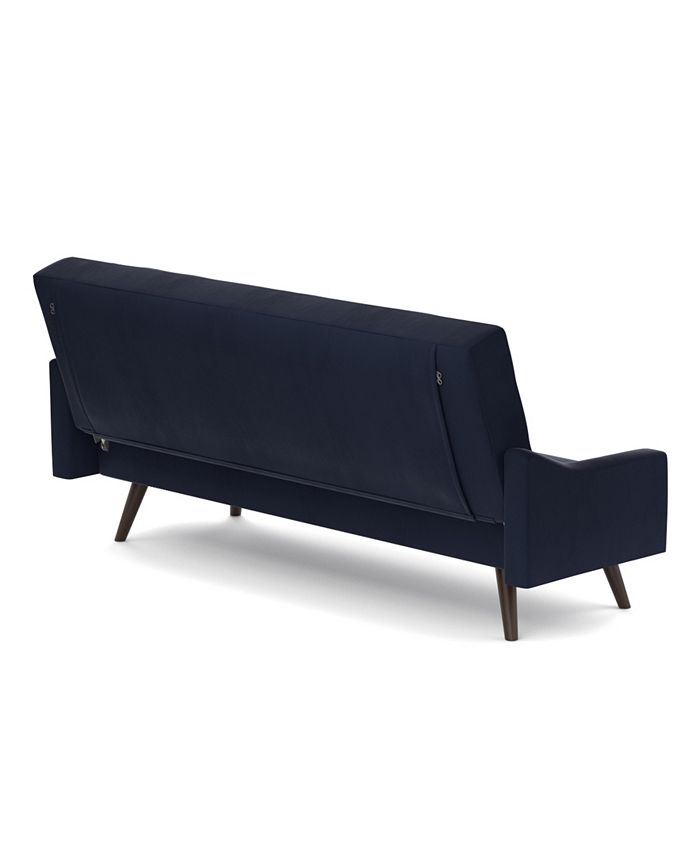 SUNDAY THEORY Oak Creek Click Clack Futon Sofa Bed in Navy Blue Velvet
