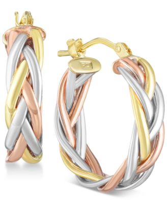 tricolor gold earrings hoops