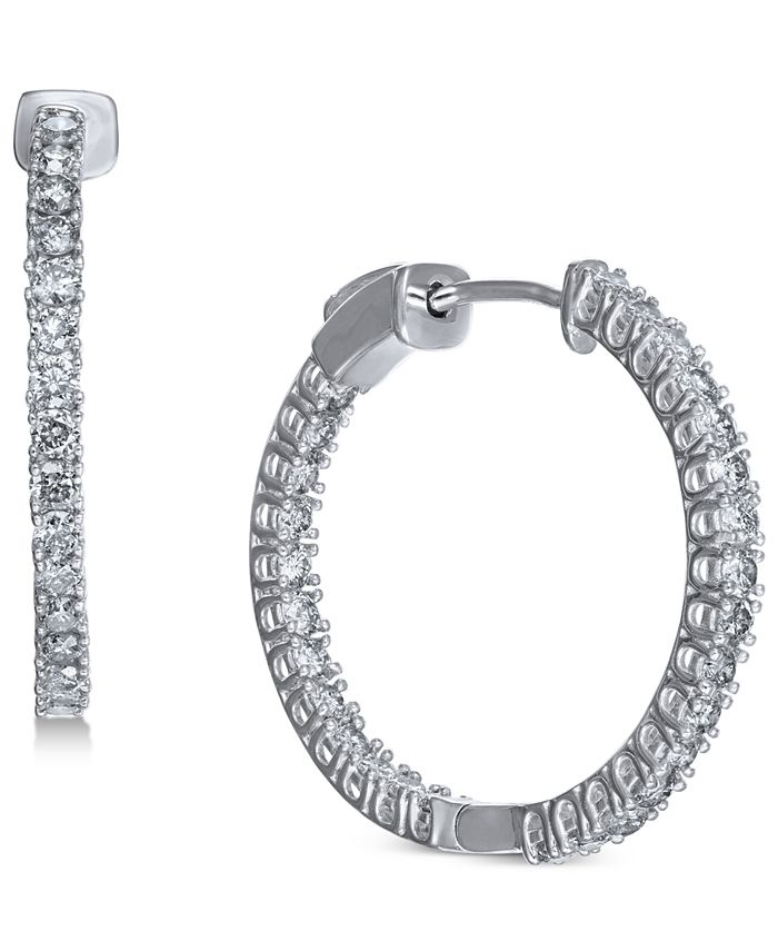 Macy's Diamond In & Out Hoop Earrings (1-1/2 ct. t.w.) in 14k White ...