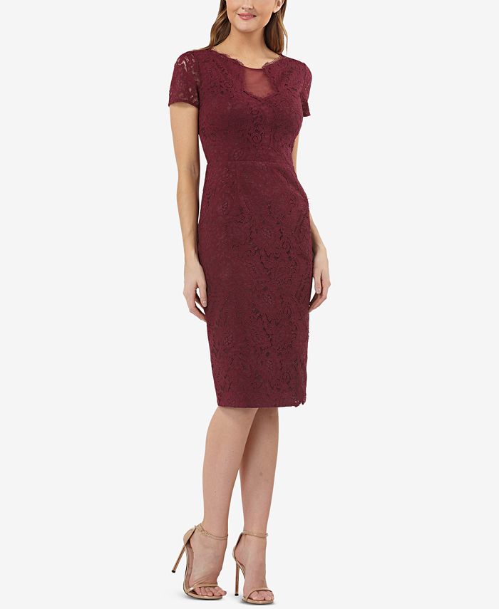 Macy's burgundy lace dress online