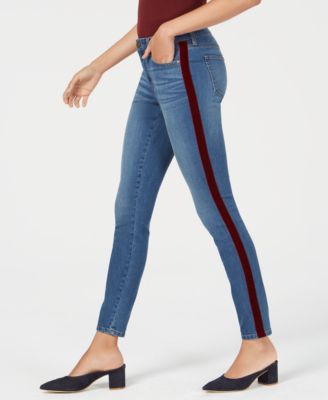 pinstripe skinny jeans womens