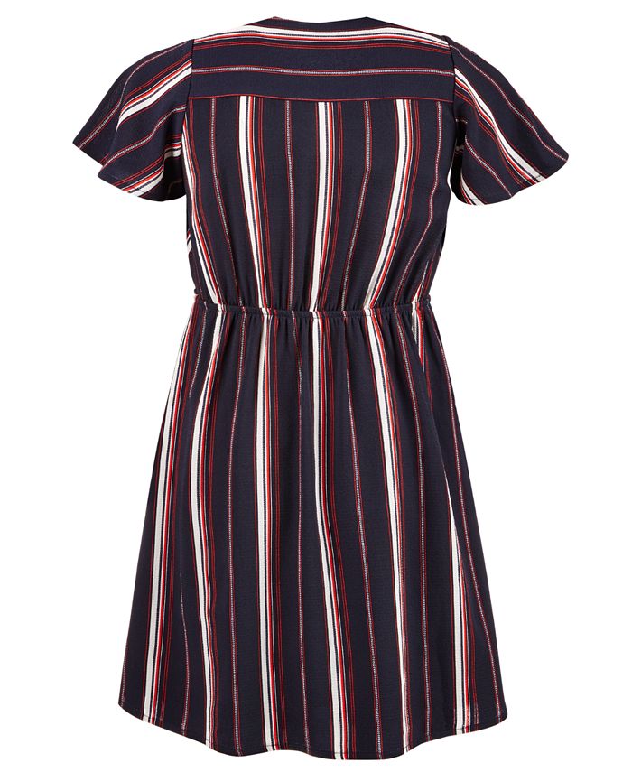 Monteau Big Girls Striped Faux-Wrap Dress - Macy's