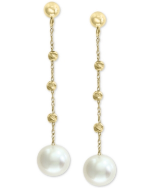 image of Effy Cultured Freshwater Pearl (8mm) Beaded Drop Earrings in 14k Gold