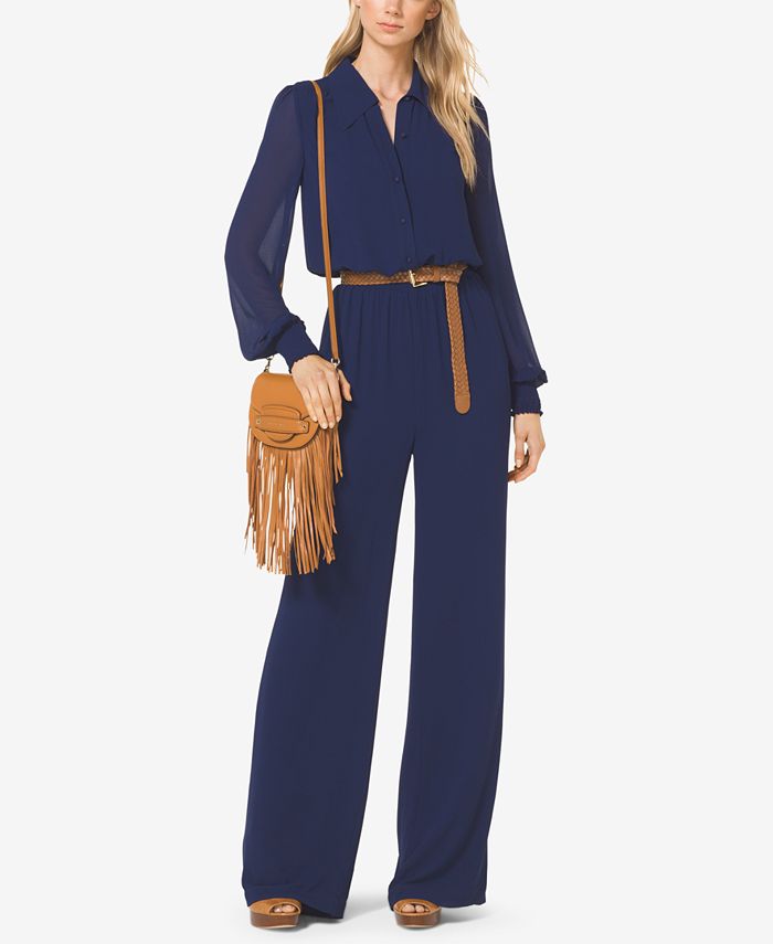 Michael Kors SheerSleeve Jumpsuit Macy's