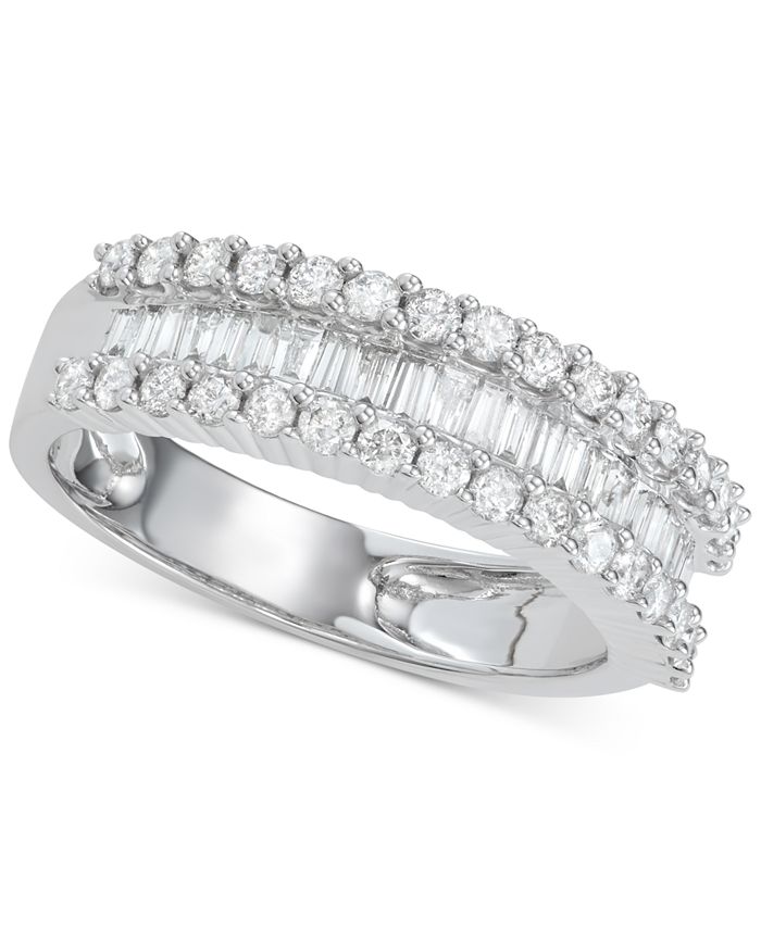 Diamond Baguette Cluster Band (1 Ct. t.w.) in 14K White, Yellow or Rose Gold - White Gold