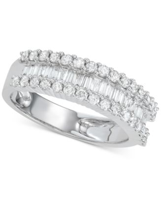 Diamond Baguette Cluster Band (1 ct. t.w.) in 14k White, Yellow or Rose ...