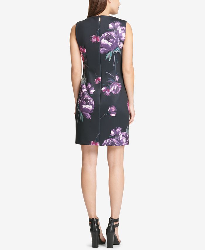 DKNY Floral-Print Scuba Sheath Dress, Created for Macy's - Macy's