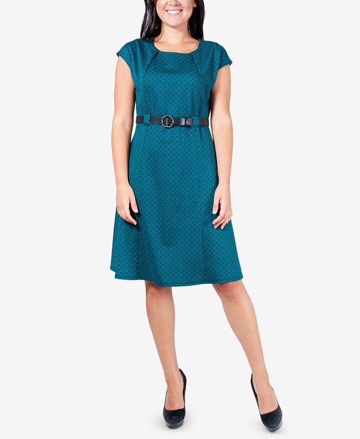 NY Collection Belted CapSleeve ALine Dress Macy's