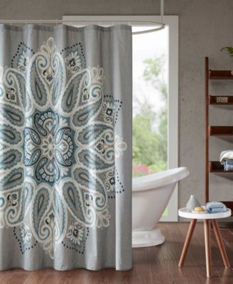 INK+IVY - INK+IVY Sky 72" x 72" Cotton Printed Shower Curtain