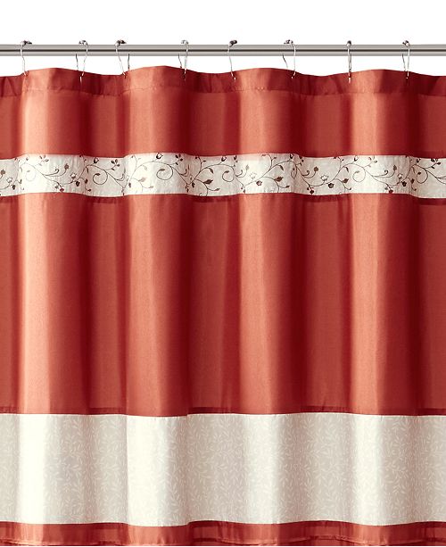 Madison Park Serene 72" x 72" Faux Silk Embroidered Floral Shower