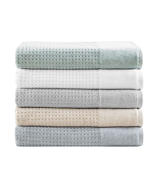 madison park spa waffle 6 piece jacquard combed cotton towel se