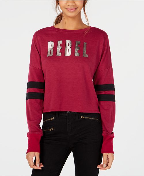 Material Girl Juniors Metallic Graphic Varsity Stripe T Shirt