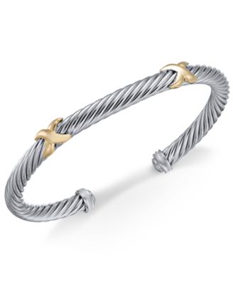 silver and gold bangle bracelet