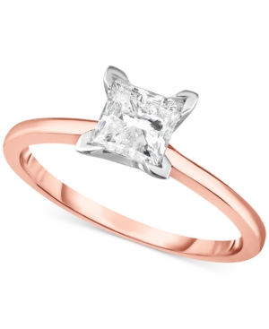Diamond (1 ct tw) Princess Engagement Ring in 14k White Yellow or Rose Gold