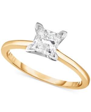 Diamond (1 ct tw) Princess Engagement Ring in 14k White Yellow or Rose Gold