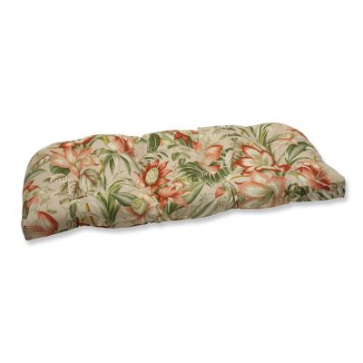 Pillow Perfect - Botanical Glow Tiger Stripe Wicker Loveseat Cushion