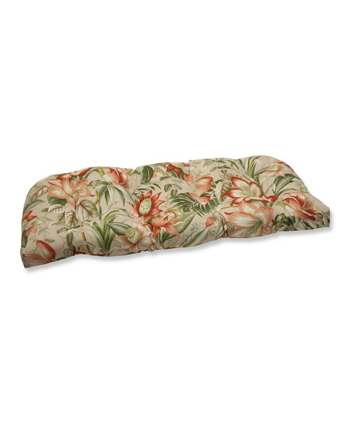 Pillow Perfect - Botanical Glow Tiger Stripe Wicker Loveseat Cushion
