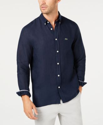 lacoste men's linen pocket shirt