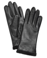 Charter Club Micro Faux Fur Lined Leather Tech Gloves, Created for Macy's - Black