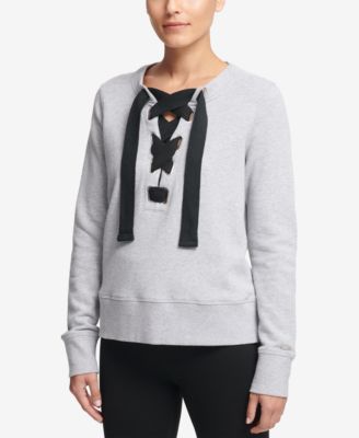 DKNY - Cotton Lace-Up Sweatshirt