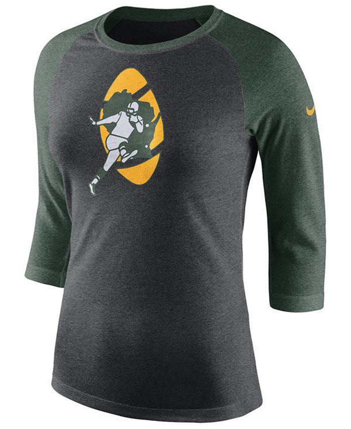 Nike Women's Green Bay Packers Historic Logo Raglan T-Shirt - Macy's