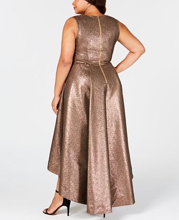 Calvin Klein Plus Size Metallic High-Low Gown - Macy's
