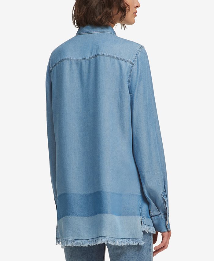 DKNY Button-Front Chambray Shirt, Created for Macy's & Reviews - Tops ...