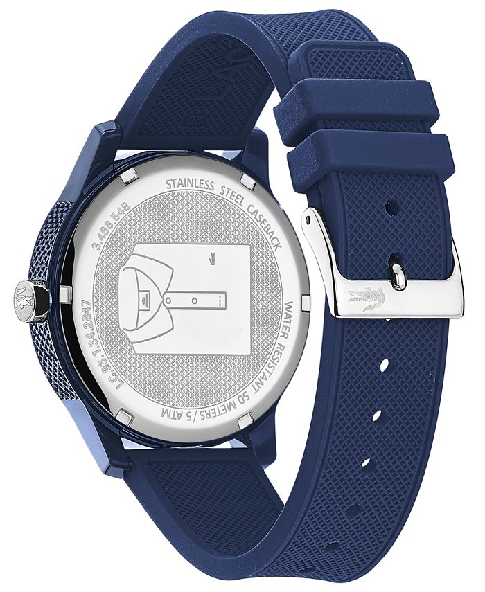 Lacoste Men's 12.12 Blue Silicone Strap Watch 42mm Macy's