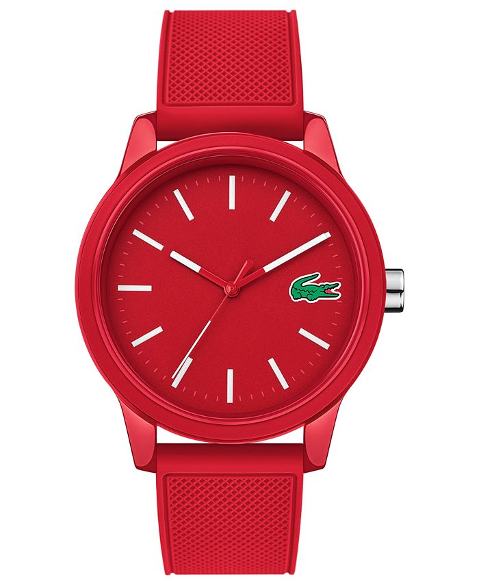 Lacoste Men's 12.12 Red Silicone Strap Watch 42mm - Macy's