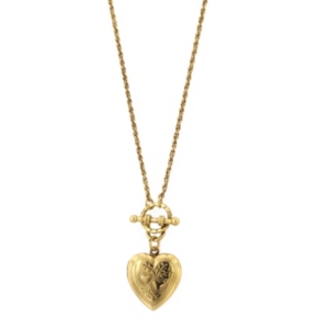 image of 2028 Gold-Tone Heart Locket Toggle Necklace 18