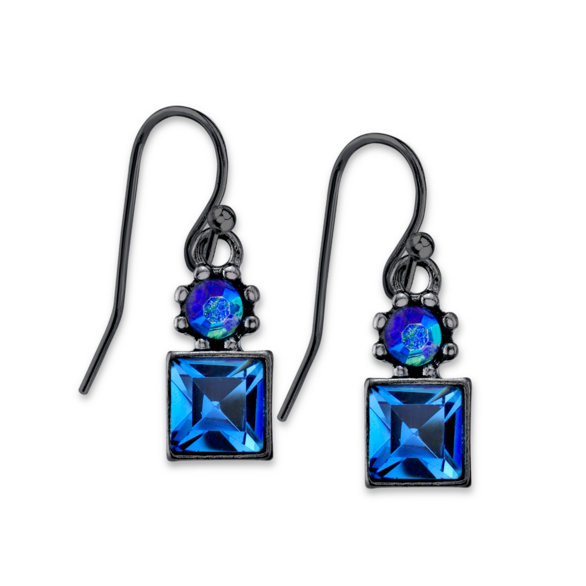 2028 Black-tone Blue Drop Earrings