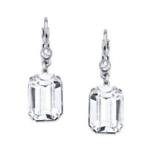 image of 2028 Silver-Tone Genuine Swarovski Crystal Square Drop Earrings