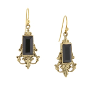 image of 2028 Gold-Tone Black Drop Earrings
